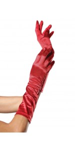 Red Satin Elbow Length Gloves