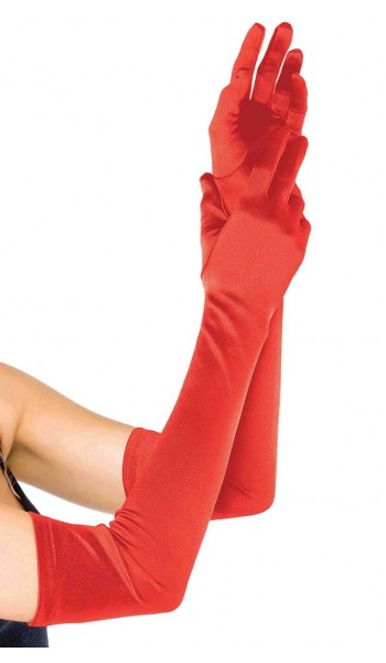 Red Satin Extra Long Opera Gloves