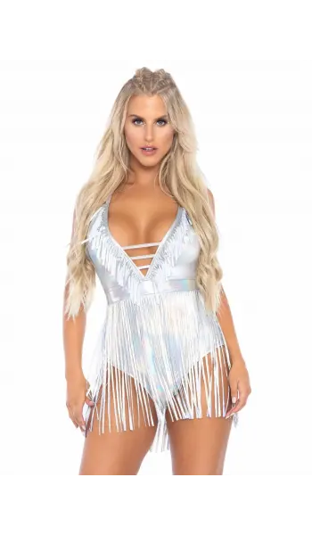 Rocking the Fringe Silver Bodysuit
