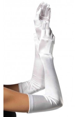 Satin Extra Long White Bridal Opera Gloves