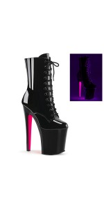 Xtreme 8 Inch Black Patent Platform UV Heel Boots
