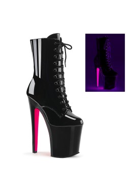 Xtreme 8 Inch Black Patent Platform UV Heel Boots