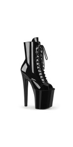 Xtreme 8 Inch Black Patent Platform Peep Toe Boots