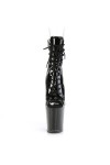 Xtreme 8 Inch Black Patent Platform Peep Toe Boots