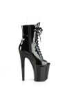 Xtreme 8 Inch Black Patent Platform Peep Toe Boots