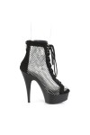 Delight Rhinestone Net Black Platform Ankle Boots