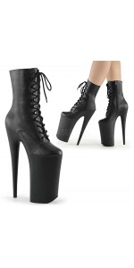 Beyond 10 Inch Heel Black Lace Up Ankle Boots