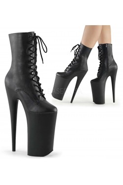 Beyond 10 Inch Heel Black Lace Up Ankle Boots