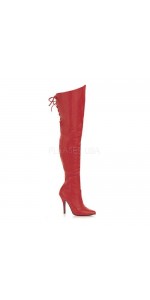 Legend Red Lace up Back Leather Thigh High Boots