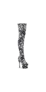 Adore Money Print Thigh High Platform Boots