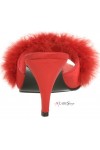 Amour Red Maribou Trimmed Slipper