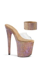 Bejeweled Rose Gold 8 Inch High Platform Sandal