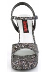 Dolly Black Glitter Platform Chunky Heel Sandal