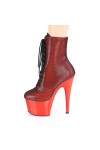 Adore Red Hologram Fishnet Ankle Boots