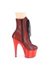 Adore Red Hologram Fishnet Ankle Boots