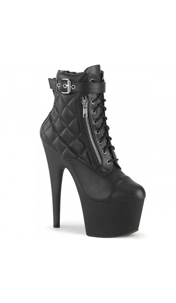 Adore Quilted Black Faux Leather Ankle Boots