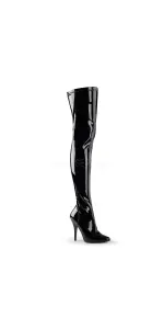 Seduce Black Patent High Heel Thigh High Boots