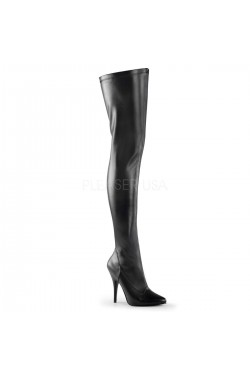 Seduce Black Faux Leather High Heel Thigh High Boots