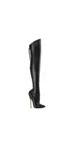 Dagger 3060 Thigh High Faux Leather Bootswith Lace Up Back
