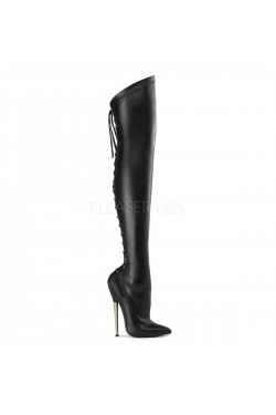 Dagger 3060 Thigh High Faux Leather Bootswith Lace Up Back