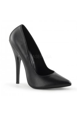Black Leather 6 Inch Domina High Heel Pump