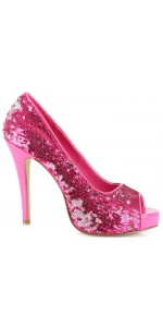 Hot Pink Flamingo Sequin Peep Toe Pumps