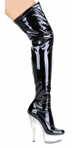 Fantasy Black Clear Platform Thigh High Platform Boots