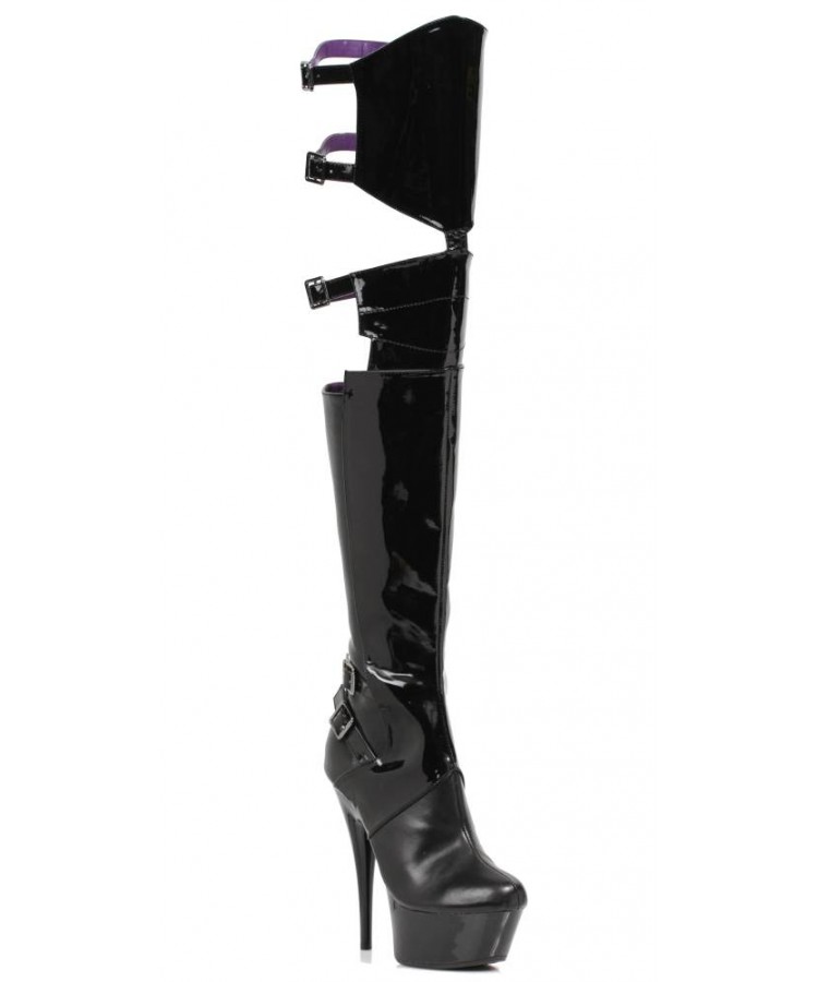 black thigh high platform boots