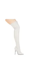Ally White Thigh High 5 Inch Heel Boot