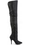 Legend Black Lace up Back Leather Thigh High Boots