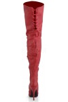 Legend Red Lace up Back Leather Thigh High Boots