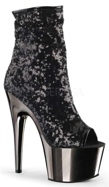 Black Sequin Adore Platform Ankle Boots