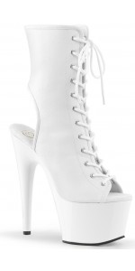 White Faux Leather Adore Platform Ankle Boots