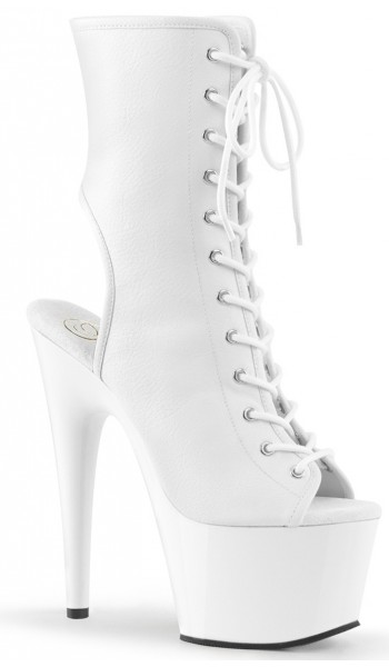 White Faux Leather Adore Platform Ankle Boots
