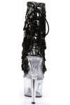 Black Sequin Fringe 7 Inch Heel Ankle Boots