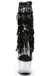 Black Sequin Fringe 7 Inch Heel Ankle Boots