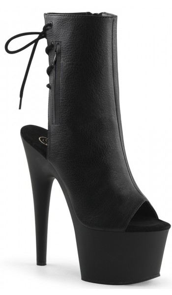 Black Peep Toe and Heel Platform Ankle Boots