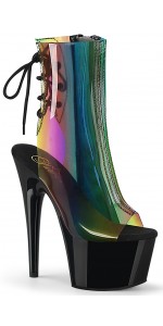 Rainbow Black Platform Ankle Boots