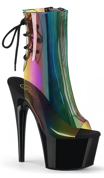 Rainbow Black Platform Ankle Boots