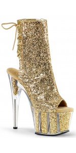 Gold Glittered Platform Ankle Boots