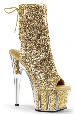 Gold Glittered Platform Ankle Boots