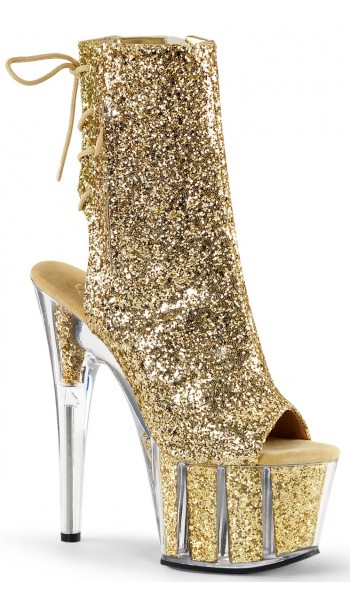 Gold Glittered Platform Ankle Boots