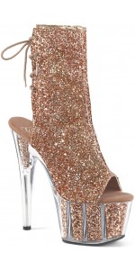 Rose Gold Glittered Platform Ankle Boots