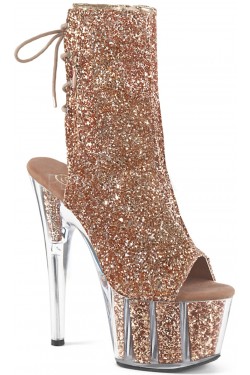 Rose Gold Glittered Platform Ankle Boots