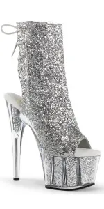 Silver Glittered Platform Ankle Boots