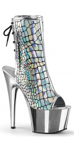 Hologram Chrome Platform Ankle Boots