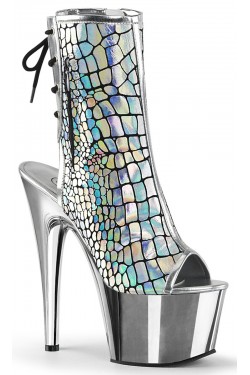 Hologram Chrome Platform Ankle Boots