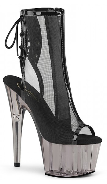 Black Mesh Adore-1018 High Heel Ankle Boots