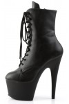 Adore Black Faux Leather Platform Granny Ankle Boots