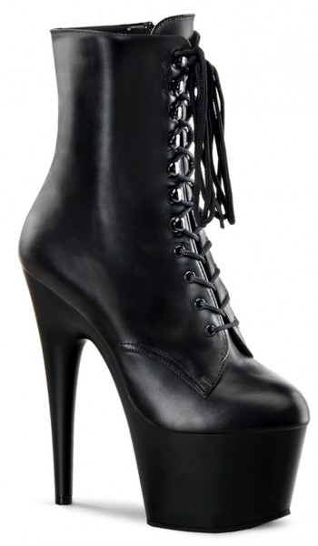 Adore Black Leather Platform Ankle Boots